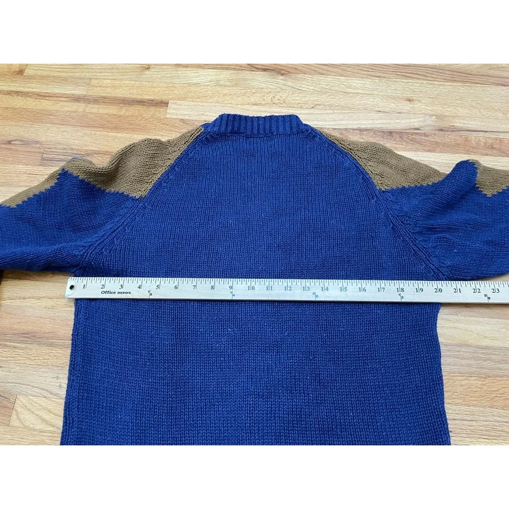 417 Van Heusen Men's M Blue Sweater Blue 80s Cable Knit‎ Argyle Vintage